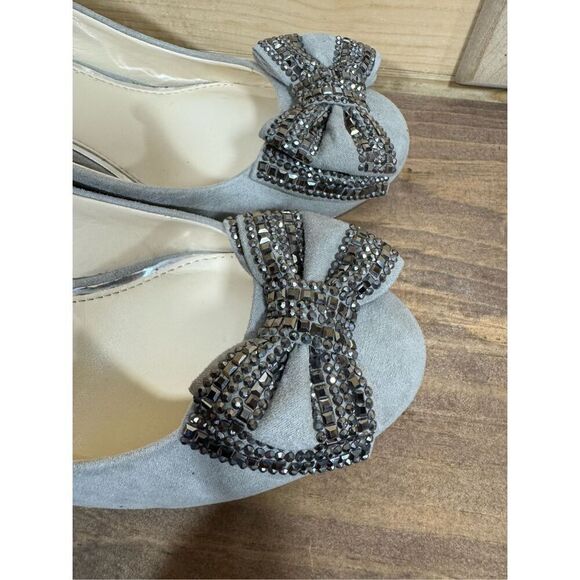 Jessica Simpson Selonia Women's Size 7Wedge Pump Shoes Warm Stone MicroSuede Gem - Picture 3 of 13